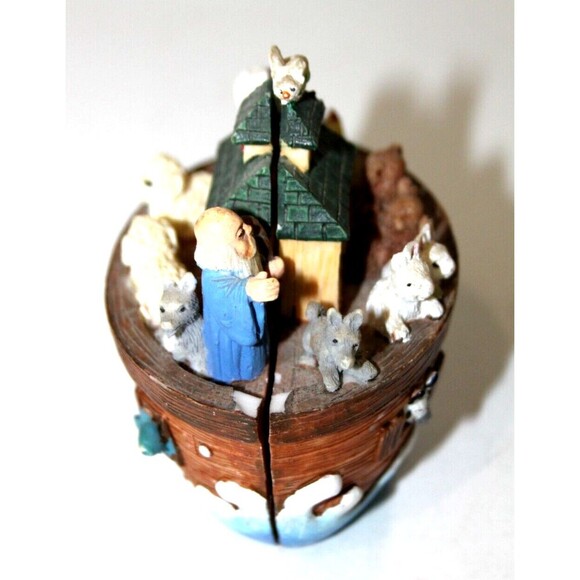 Noahs Ark Ceramic Hinged Opens Up Surprise Animals Inside Christmas Christian 3" - Picture 5 of 10